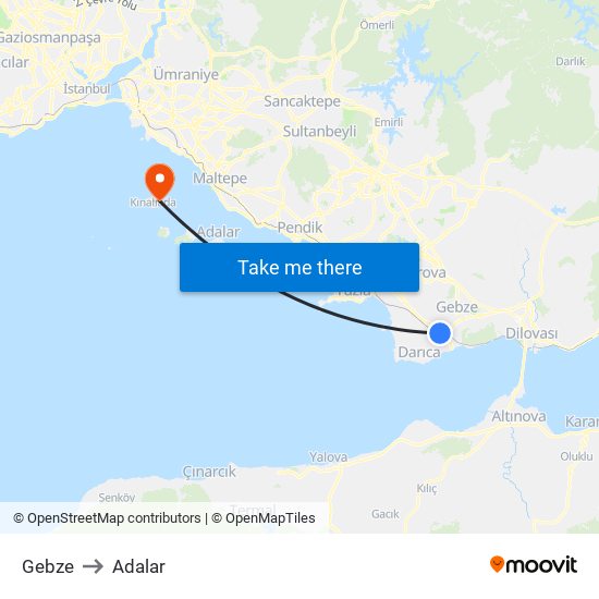 Gebze to Adalar map