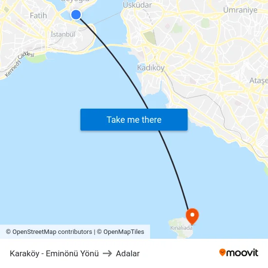 Karaköy - Eminönü Yönü to Adalar map