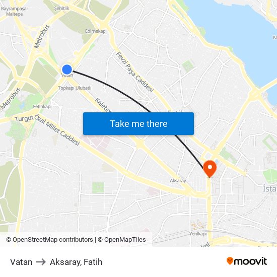 Vatan to Aksaray, Fatih map