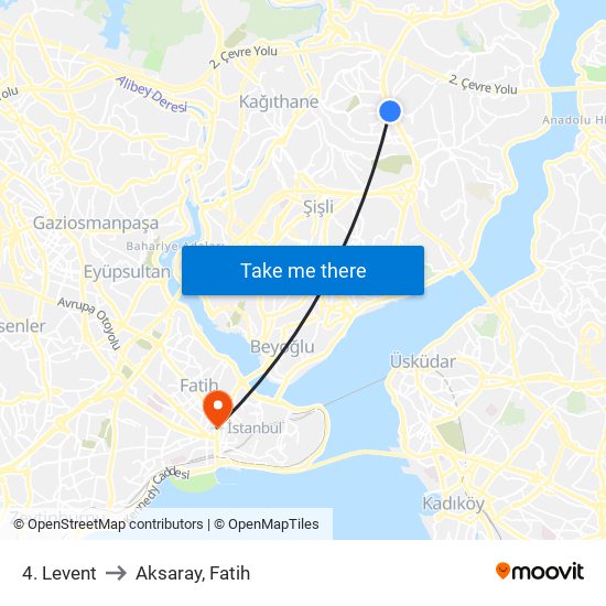4. Levent to Aksaray, Fatih map