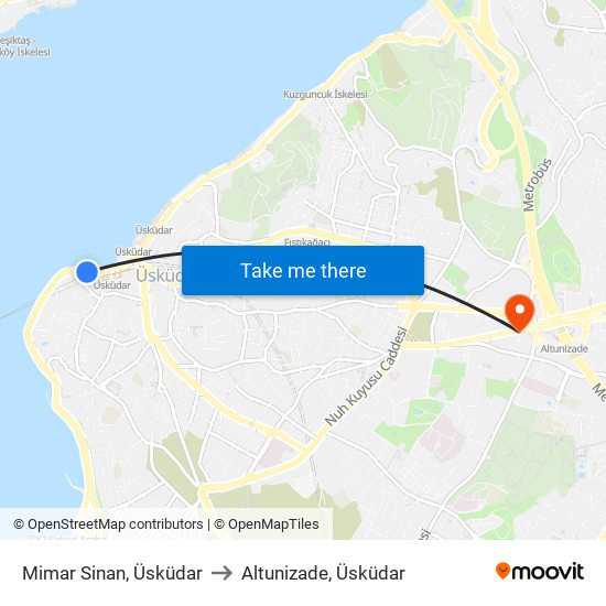 Mimar Sinan, Üsküdar to Altunizade, Üsküdar map