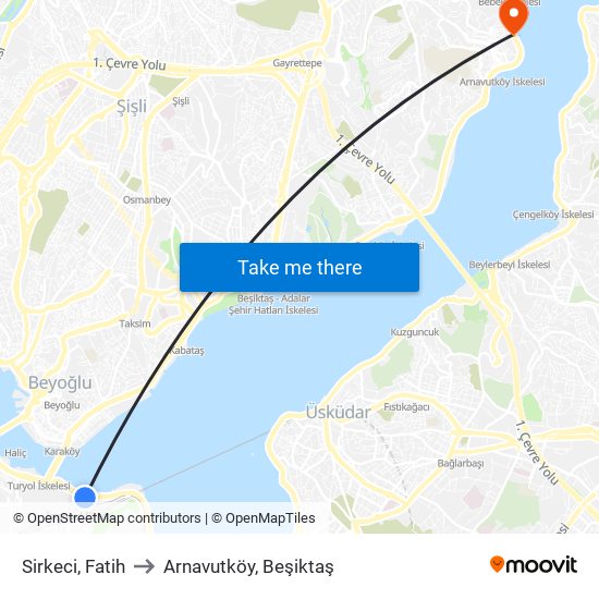 Sirkeci, Fatih to Arnavutköy, Beşiktaş map