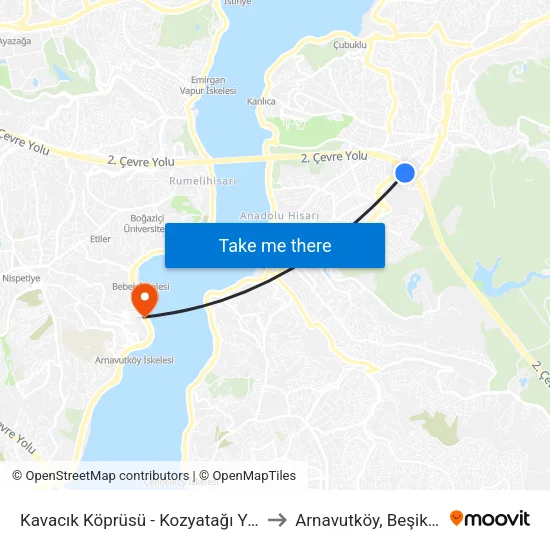 Kavacık Köprüsü - Kozyatağı Yönü to Arnavutköy, Beşiktaş map