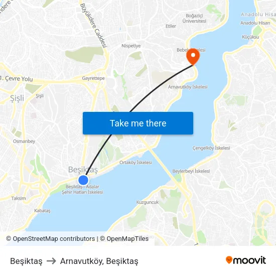 Beşiktaş to Arnavutköy, Beşiktaş map