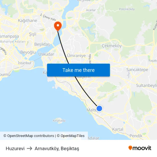 Huzurevi to Arnavutköy, Beşiktaş map
