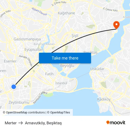 Merter to Arnavutköy, Beşiktaş map