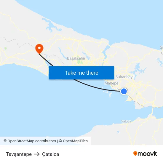 Tavşantepe to Çatalca map