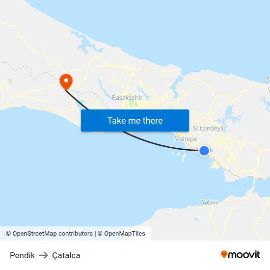 Pendik to Çatalca map