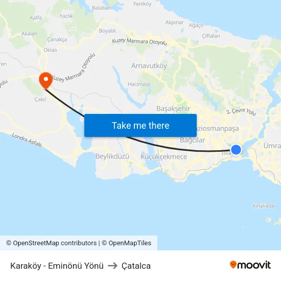 Karaköy - Eminönü Yönü to Çatalca map