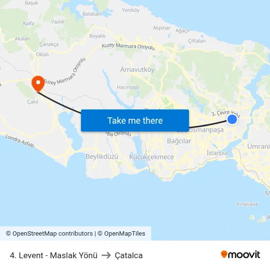 4. Levent - Maslak Yönü to Çatalca map