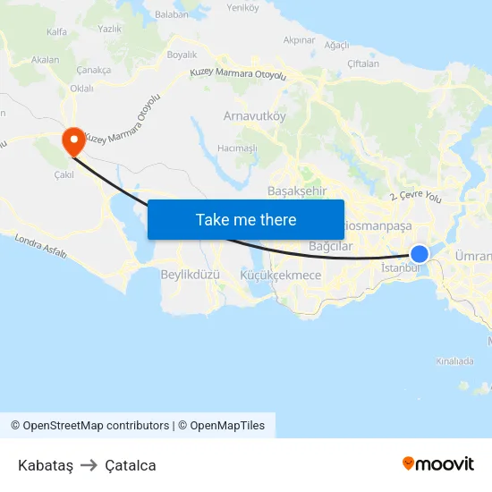 Kabataş to Çatalca map