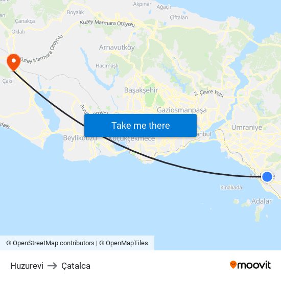 Huzurevi to Çatalca map
