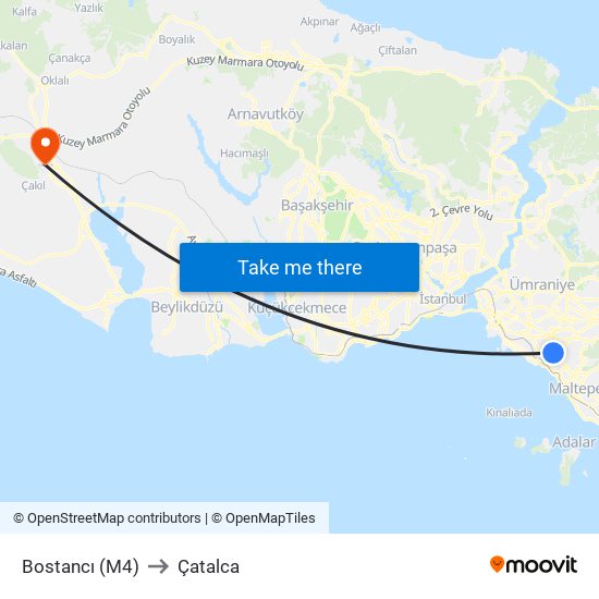 Bostancı (M4) to Çatalca map