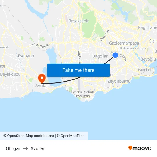 Otogar to Avcilar map