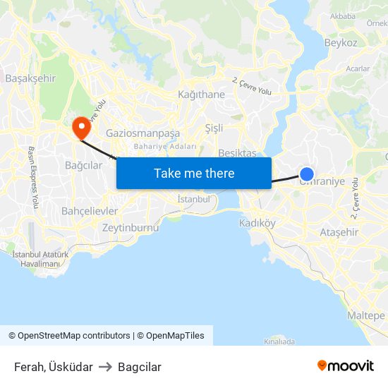 Ferah, Üsküdar to Bagcilar map