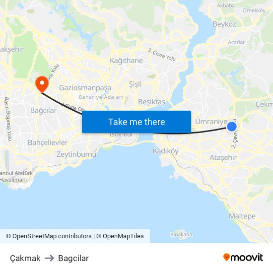 Çakmak to Bagcilar map