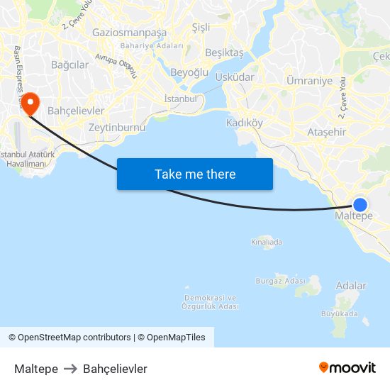 Maltepe to Bahçelievler map