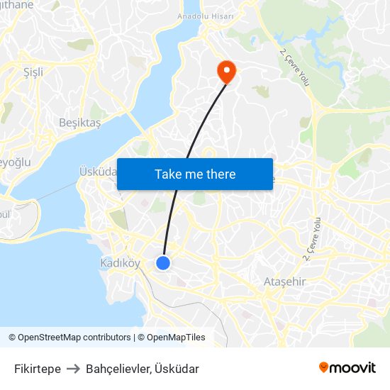 Fikirtepe to Bahçelievler, Üsküdar map