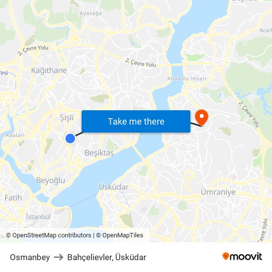 Osmanbey to Bahçelievler, Üsküdar map