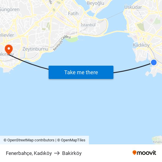 Fenerbahçe, Kadıköy to Bakirköy map