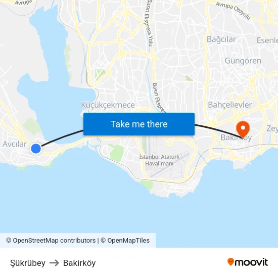 Şükrübey to Bakirköy map