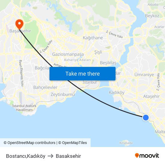Bostancı,Kadıköy to Basaksehir map