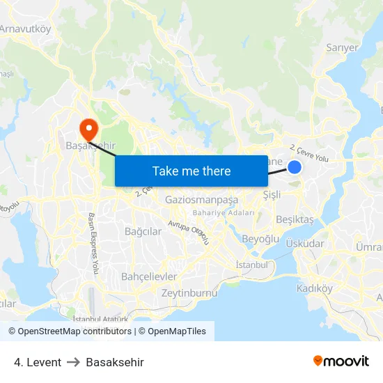 4. Levent to Basaksehir map