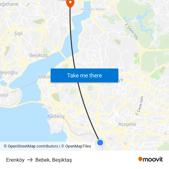 Erenköy to Bebek, Beşiktaş map
