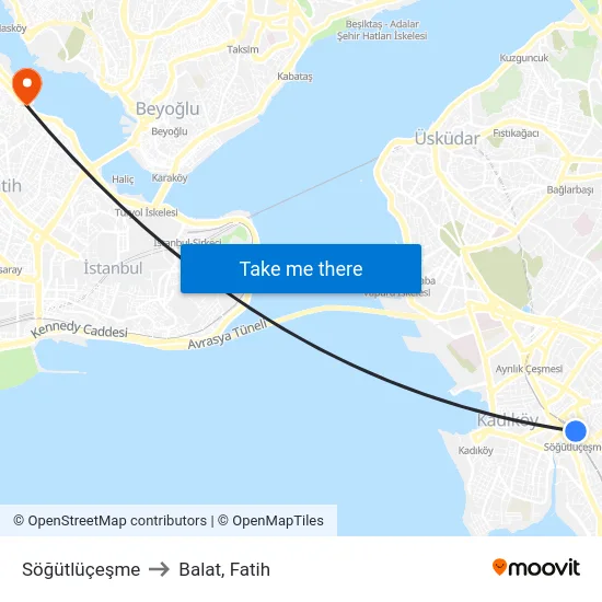 Söğütlüçeşme to Balat, Fatih map