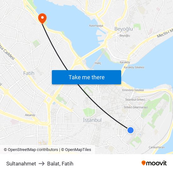 Sultanahmet to Balat, Fatih map