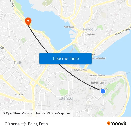 Gülhane to Balat, Fatih map