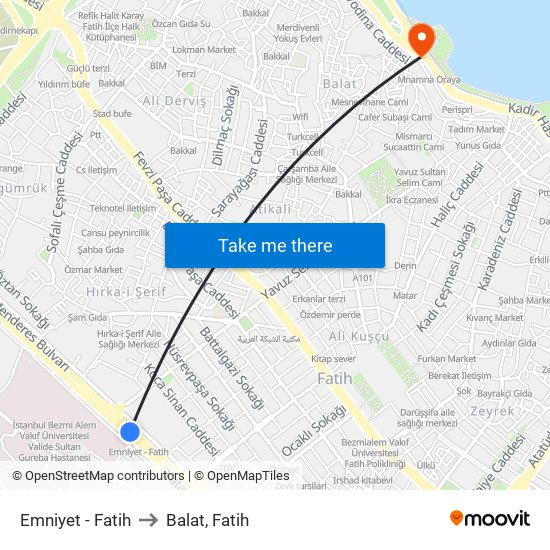 Emniyet - Fatih to Balat, Fatih map