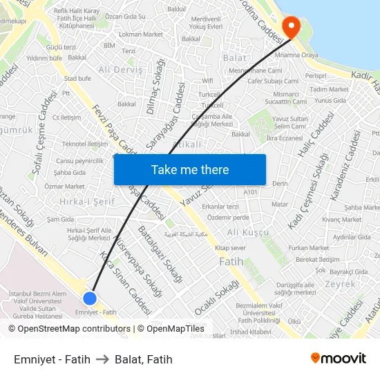 Emniyet - Fatih to Balat, Fatih map