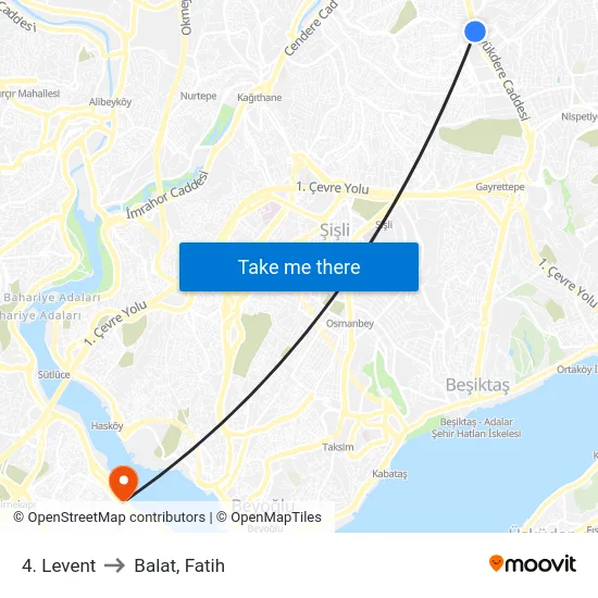 4. Levent to Balat, Fatih map