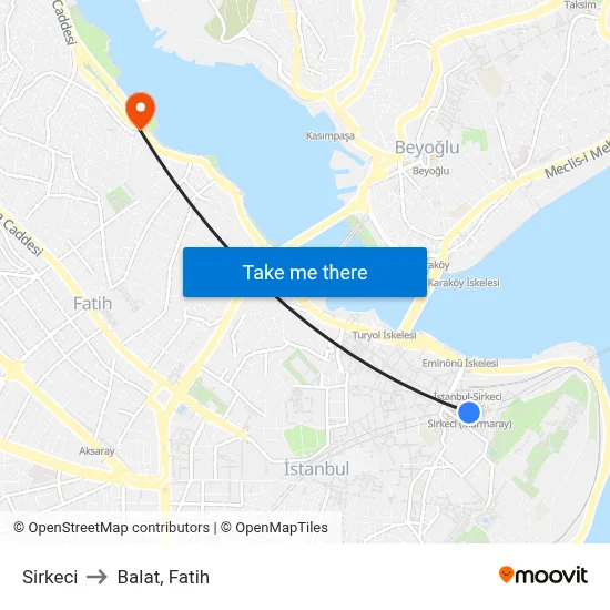 Sirkeci to Balat, Fatih map