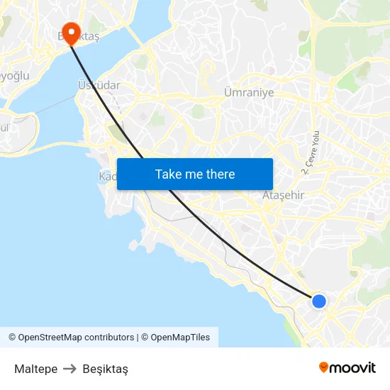 Maltepe to Beşiktaş map
