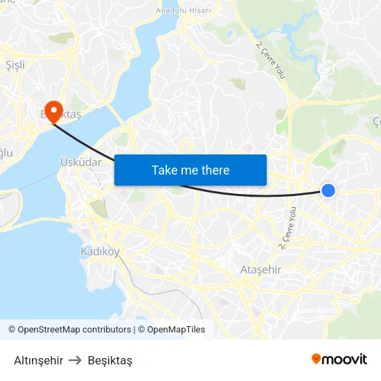 Altınşehir to Beşiktaş map