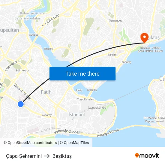 Çapa-Şehremini to Beşiktaş map
