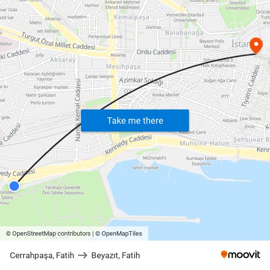 Cerrahpaşa, Fatih to Beyazıt, Fatih map