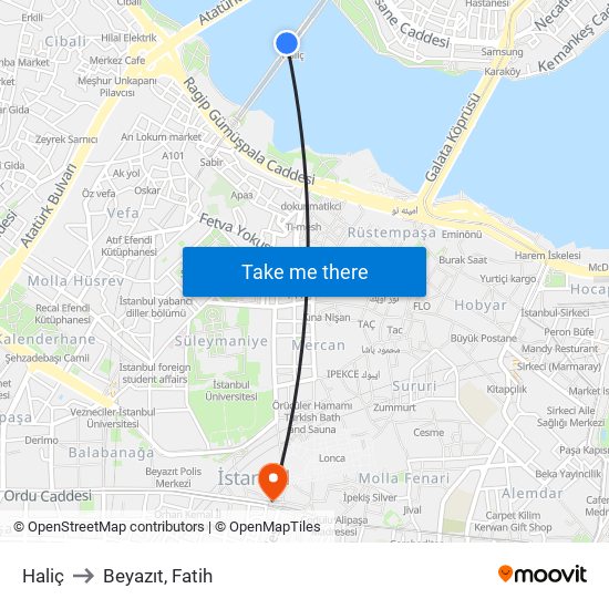 Haliç to Beyazıt, Fatih map