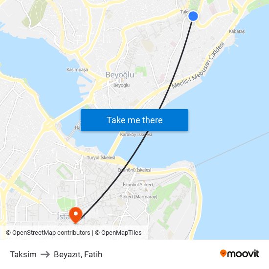 Taksim to Beyazıt, Fatih map
