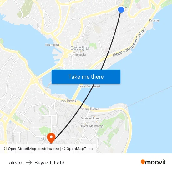 Taksim to Beyazıt, Fatih map