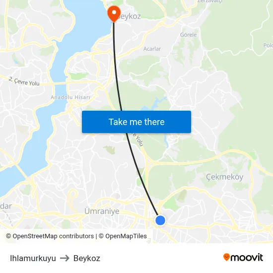 Ihlamurkuyu to Beykoz map