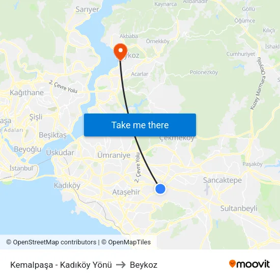 Kemalpaşa - Kadıköy Yönü to Beykoz map