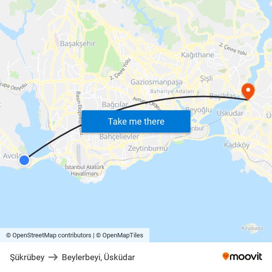 Şükrübey to Beylerbeyi, Üsküdar map
