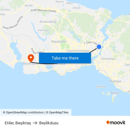 Etiler, Beşiktaş to Beylikduzu map