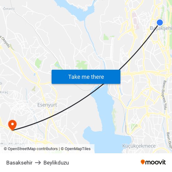 Basaksehir to Beylikduzu map