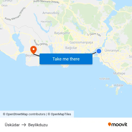 Üsküdar to Beylikduzu map