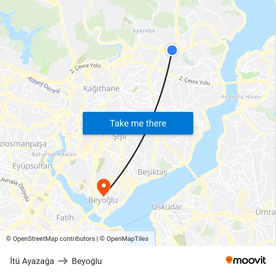İtü Ayazağa to Beyoğlu map