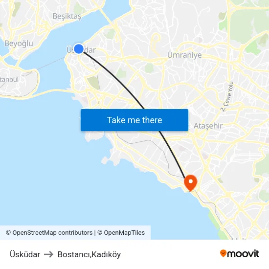 Üsküdar to Bostancı,Kadıköy map